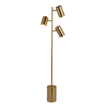 Harmony Brassed Gold Floor Lamp with Rotary Switch Triple Spots Metal Block Base - Image 2