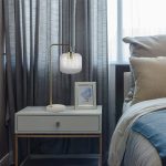 Haven Clear Glass Table Lamp, Gold Brush Metal and Marble Base, Button Control - Image 4