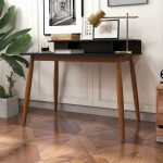 Hayley Rectangular Solid Wood Desk In Black - Image 3