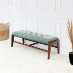 Hera Bench With Buttons (Green Leather) - Image 2