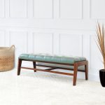 Hera Bench With Buttons (Green Leather) - Image 3