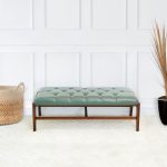 Hera Bench With Buttons (Green Leather) - Image 4