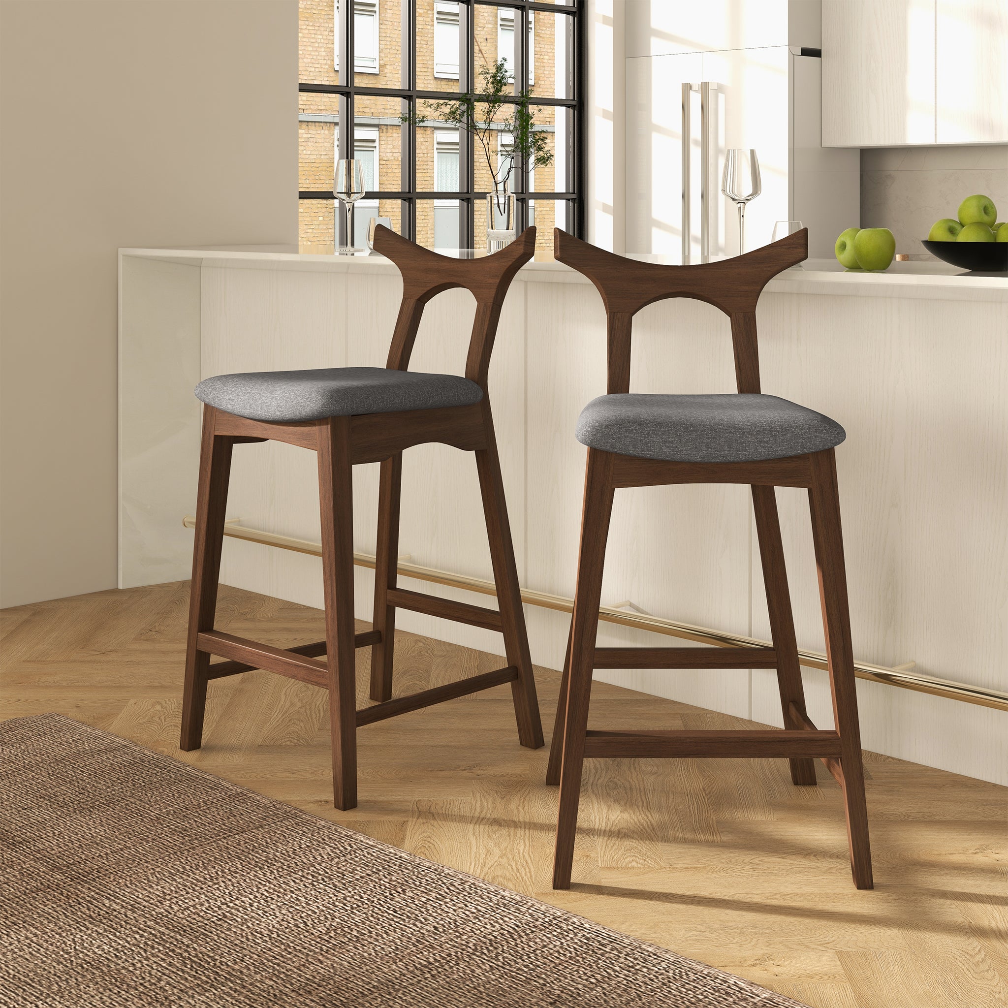 Hester Solid Wood Upholstered Square Bar Chair (Set Of 2) Hester Solid Wood Upholstered Square Bar Chair (Set Of 2)