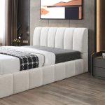 Hilar  White Boucle Platform Bed King - Image 3