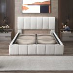 Hilar  White Boucle Platform Bed King - Image 5