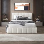 Hilar  White Boucle Platform Bed Queen - Image 3