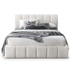 Hilar  White Boucle Platform Bed Queen - Image 5