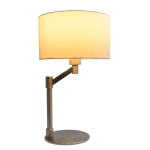 Horizon Brushed Nickel Table Lamp with On/Off Switch Curved Metal Base Linen Shade - Image 2