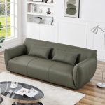Hughes Olive Green Leather Sofa - Image 3