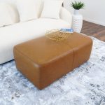 Ingram Tan Leather Ottoman - Image 2