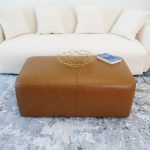 Ingram Tan Leather Ottoman - Image 4