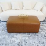 Ingram Tan Leather Ottoman - Image 5