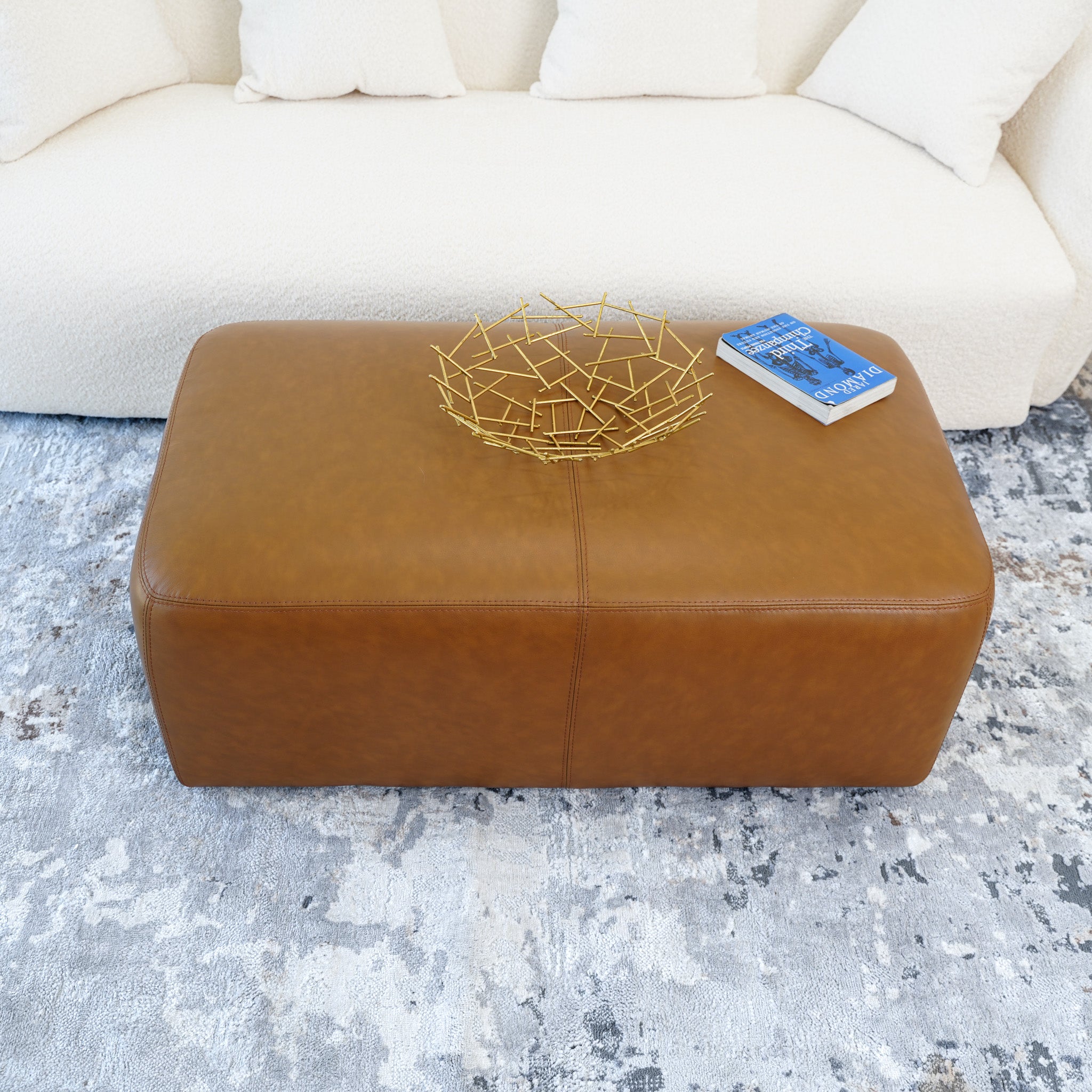 Ingram Tan Leather Ottoman Ingram Tan Leather Ottoman