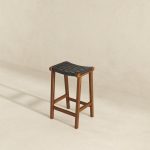 James Mid-Century Modern Genuine Black Leather 24.5" Counter Stool - Image 4