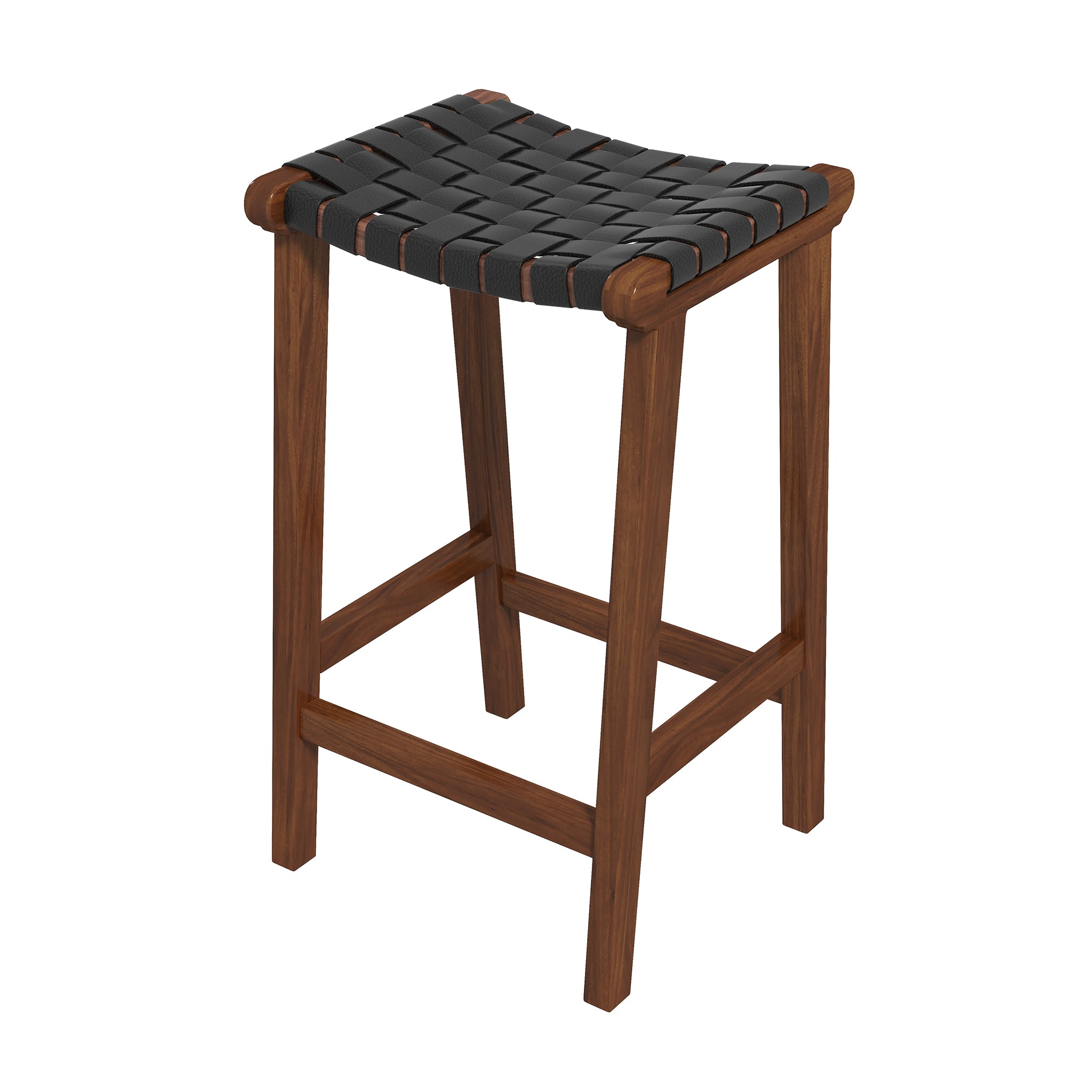 James Mid-Century Modern Genuine Black Leather 24.5" Counter Stool James Mid-Century Modern Genuine Black Leather 24.5" Counter Stool