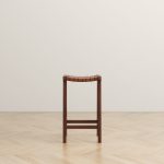 James Mid-Century Modern Genuine Tan Leather 24.5" Counter Stool - Image 2