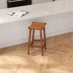 James Mid-Century Modern Genuine Tan Leather 29" Bar Stool - Image 5
