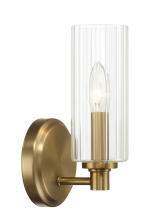 Jardin Single Light Wall Sconce With Clear Ribbed Glass - Satin Brass - Image 3