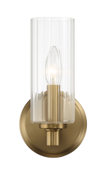 Jardin Single Light Wall Sconce With Clear Ribbed Glass - Satin Brass - Image 4