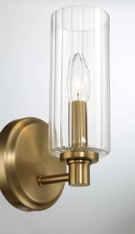 Jardin Single Light Wall Sconce With Clear Ribbed Glass - Satin Brass - Image 5