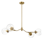 Jewel Four Lights Modern Farmhouse Chandelier Ceiling Hanging Light Fixture For Kitchen Island Dining Room 36"L × 20"W × 7.25"H with Clear Glass - Image 2