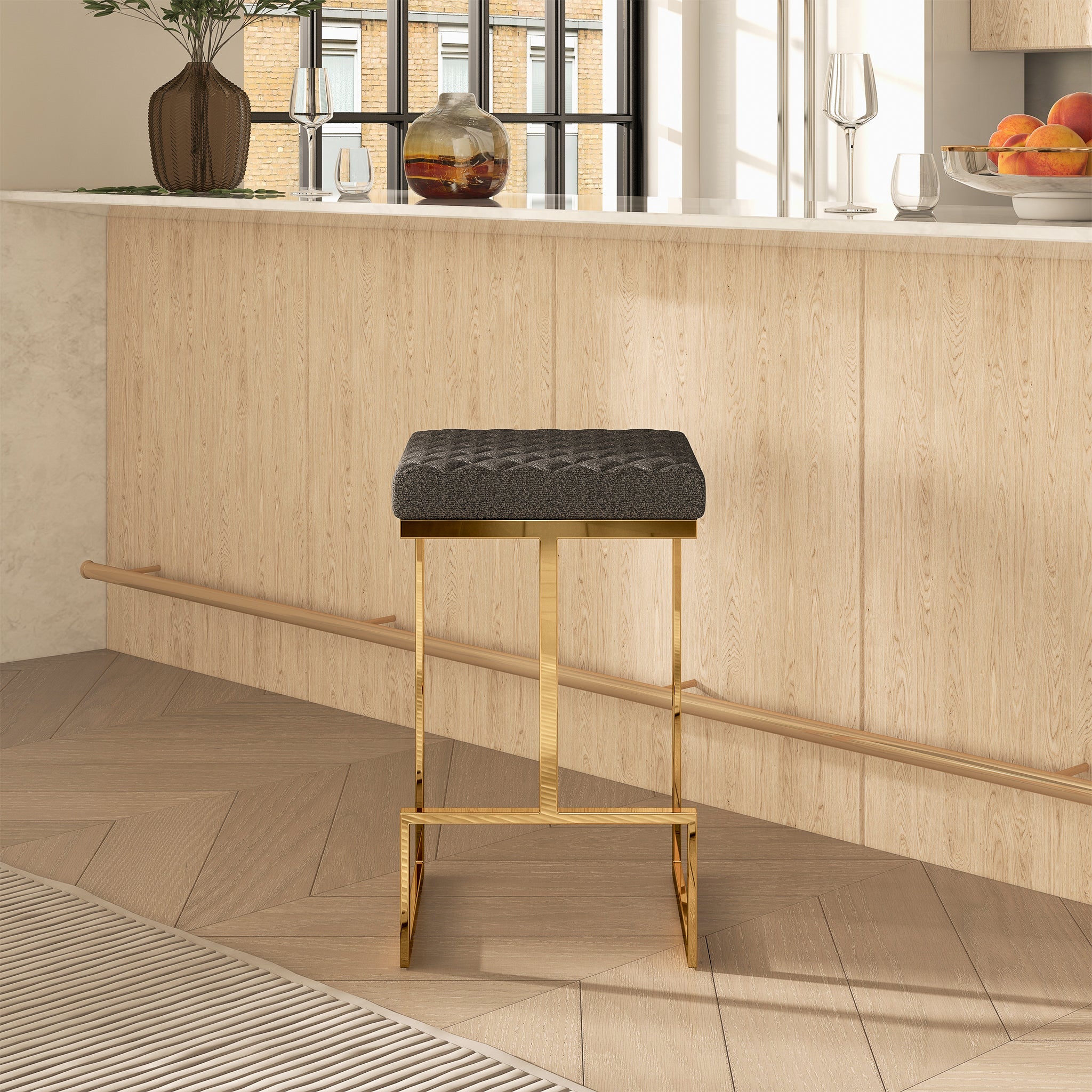 Joel Mid Century Modern Luxury Upholstered Stool Joel Mid Century Modern Luxury Upholstered Stool