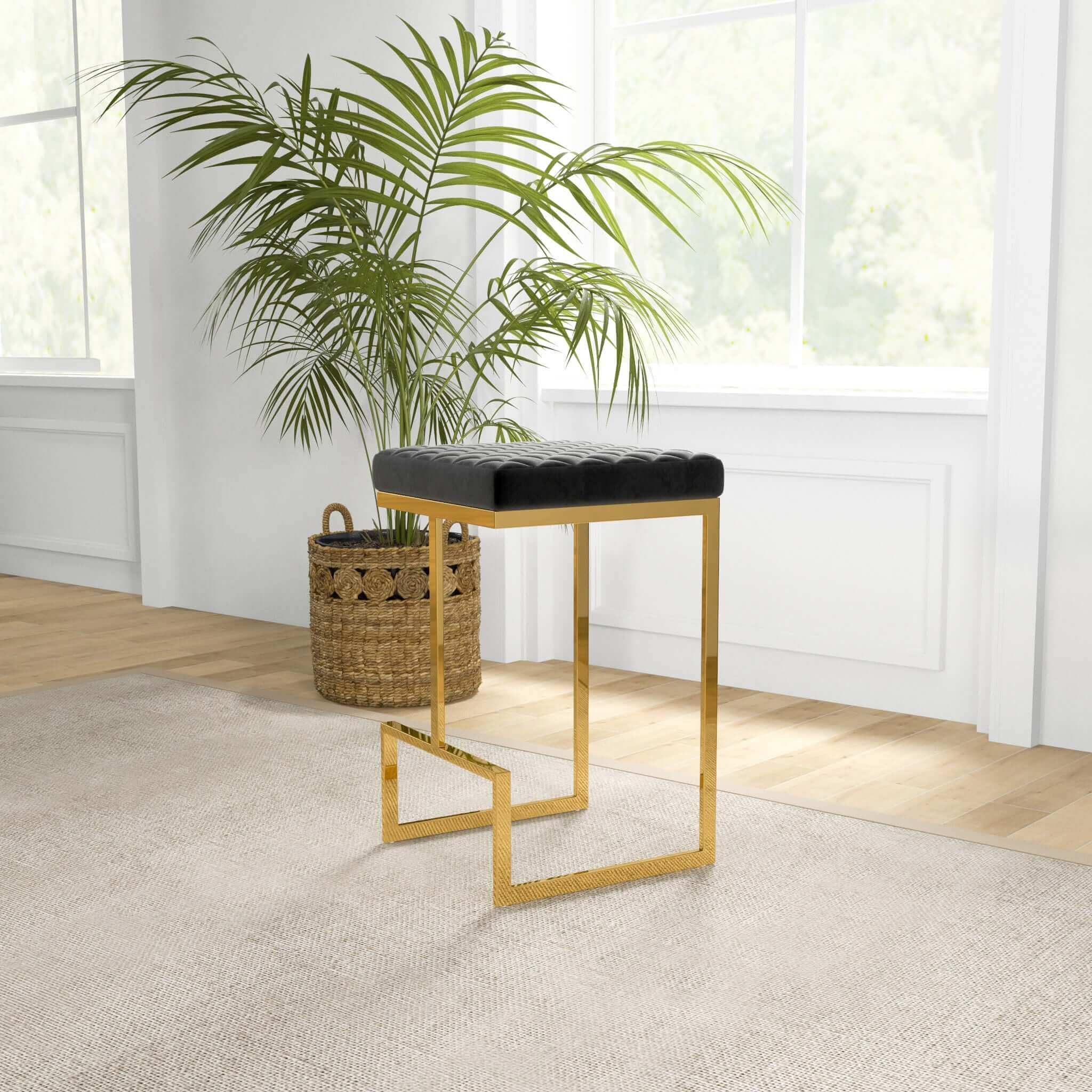 Joel Mid Century Modern Luxury Upholstered Stool Joel Mid Century Modern Luxury Upholstered Stool