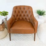 Joshua  Tufted Tan Leather Lounge Chair - Image 3