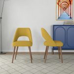 Juliana Mid Century Modern Yellow Fabric Dining Chair (Set Of 2) - Image 2