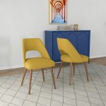 Juliana Mid Century Modern Yellow Fabric Dining Chair (Set Of 2) - Image 3