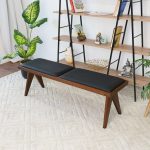 Keira Black Vegan Leather Bench - Image 3