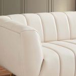 LaMattina Genuine Italian Beige Leather Channel Tufted Sofa - Image 2