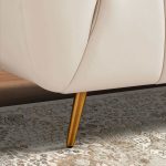 LaMattina Genuine Italian Beige Leather Channel Tufted Sofa - Image 3
