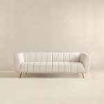 LaMattina Genuine Italian Beige Leather Channel Tufted Sofa - Image 4