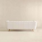 LaMattina Genuine Italian Beige Leather Channel Tufted Sofa - Image 5