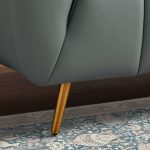 LaMattina Genuine Italian Blue Leather Channel Tufted Sofa - Image 2
