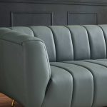 LaMattina Genuine Italian Blue Leather Channel Tufted Sofa - Image 3