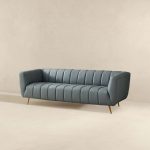 LaMattina Genuine Italian Blue Leather Channel Tufted Sofa - Image 5