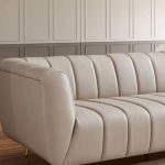 LaMattina Genuine Italian Grey Leather Channel Tufted Sofa - Image 2