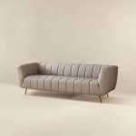 LaMattina Genuine Italian Grey Leather Channel Tufted Sofa - Image 4
