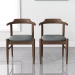 Leon Mid-Century Modern Grey Fabric Dining Chair (Set of 2) - Image 3