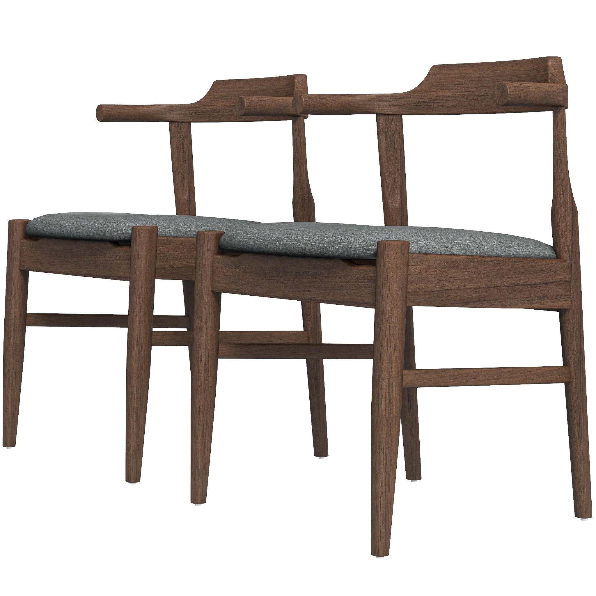 Leon Mid-Century Modern Grey Fabric Dining Chair (Set of 2) Leon Mid-Century Modern Grey Fabric Dining Chair (Set of 2)