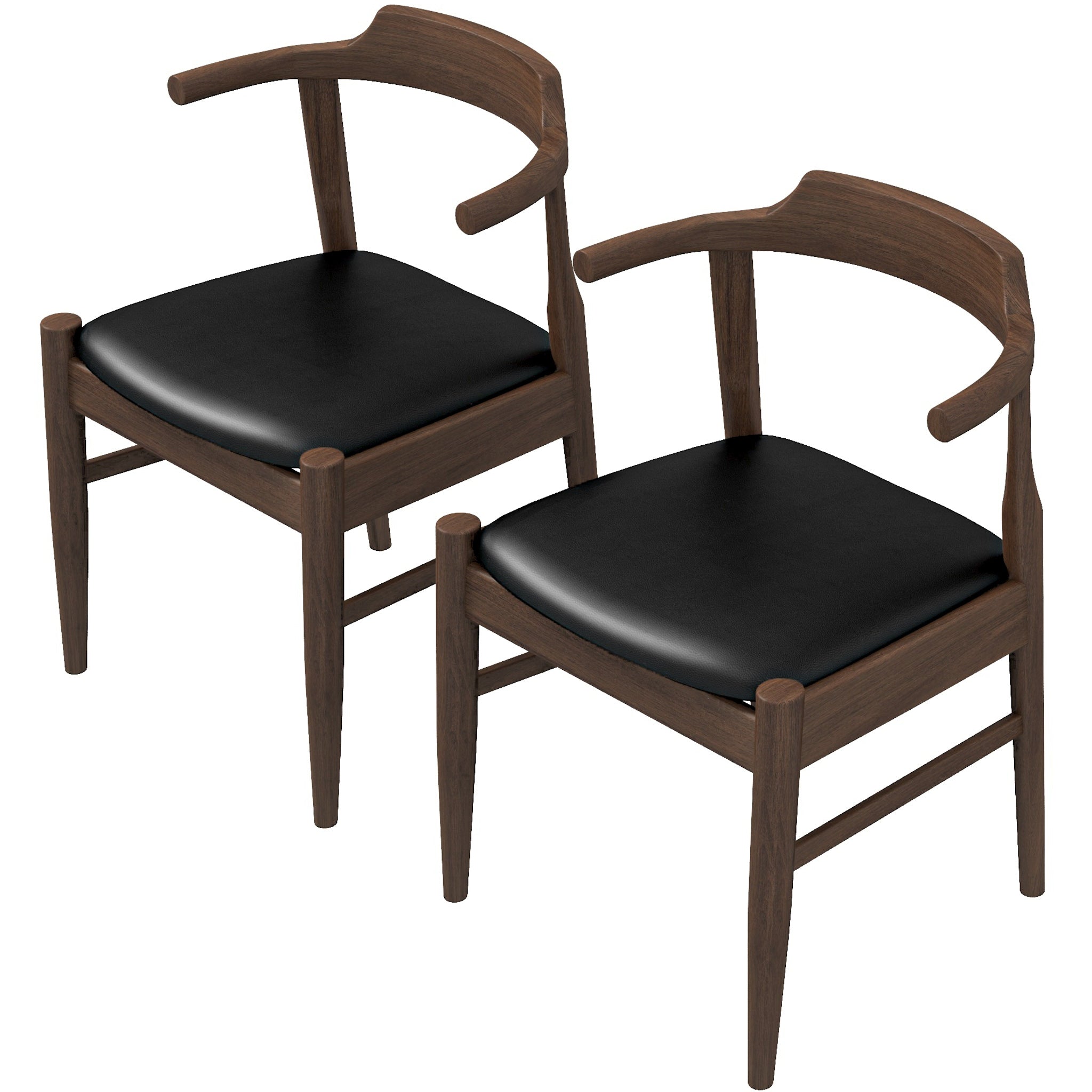 Leon Mid-Century Modern Leather Dining Chair (Set of 2) Leon Mid-Century Modern Leather Dining Chair (Set of 2)