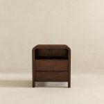 Lionel Mid Century Modern Solid Wood Nightstand 2-Drawer - Image 3