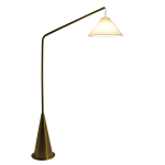 Lisbon Black Floor Lamp with On/Off Switch Coned Base Hanging White Fabric Shade - Image 2