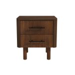Logan Mid Century Modern Walnut Nightstand Bed Side Tables With 2 Drawers - Image 2