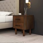 Logan Mid Century Modern Walnut Nightstand Bed Side Tables With 2 Drawers - Image 4