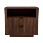 Lola Mid Century Modern Walnut Nightstand 2-Drawer Bed Side Table - Image 3