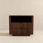 Lola Mid Century Modern Walnut Nightstand 2-Drawer Bed Side Table - Image 4