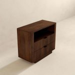 Lola Mid Century Modern Walnut Nightstand 2-Drawer Bed Side Table - Image 5